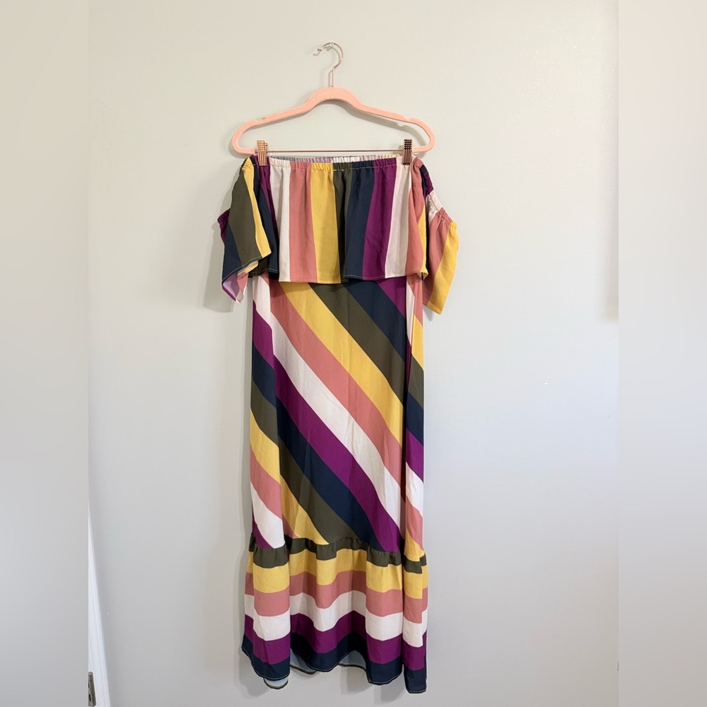 Umgee Off-Shoulder Maxi Dress in Pink, Mustard, Navy, Olive, White